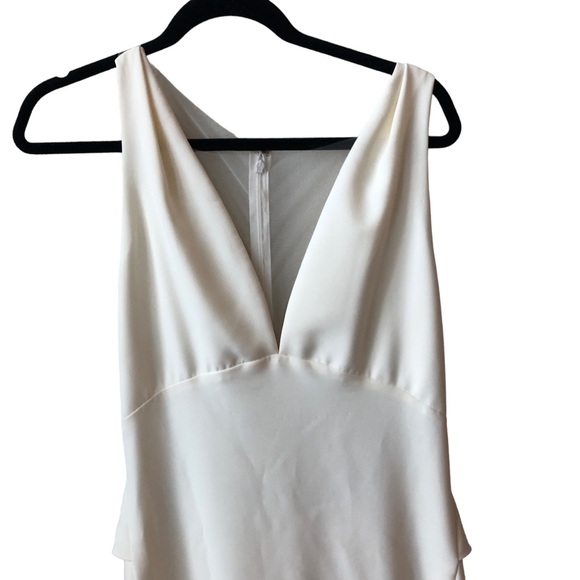 Amsale Demi Silk Crepe Sheer Back Button Ivory Wedding Gown in Size 14 - Picture 6 of 10